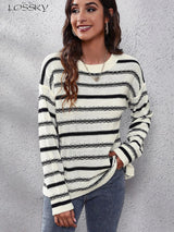 Pull Femme Rayé Chic Col Rond 2