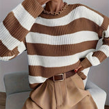 Pull Femme Rayé Col Roulé Confortable 0