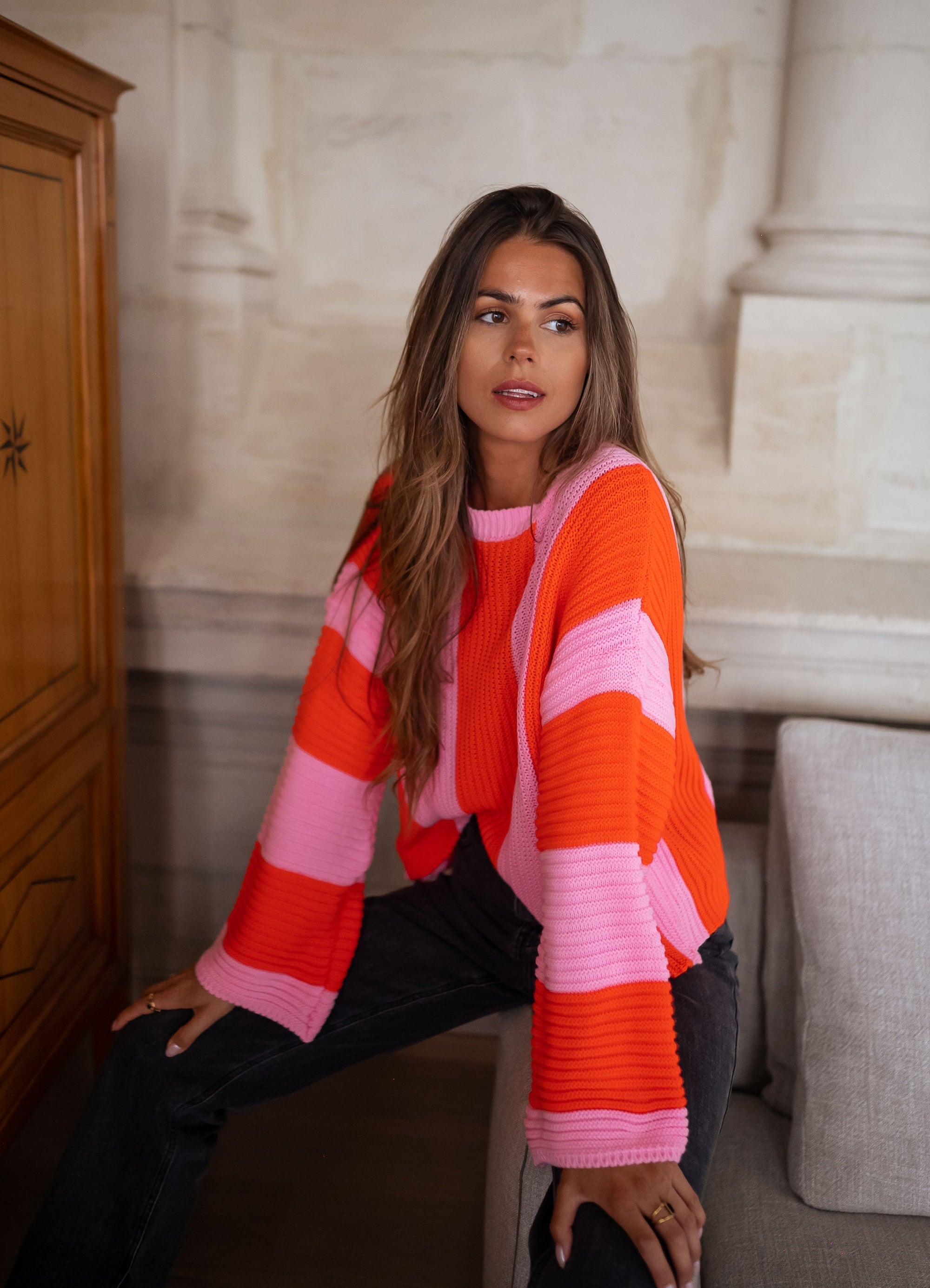 Pull Femme Rayé Coloré Élégant 6