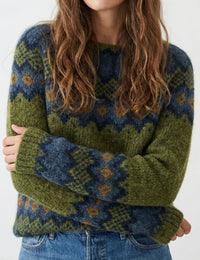 Pull Femme Rétro Douillet Motif Scandinave Multicolor