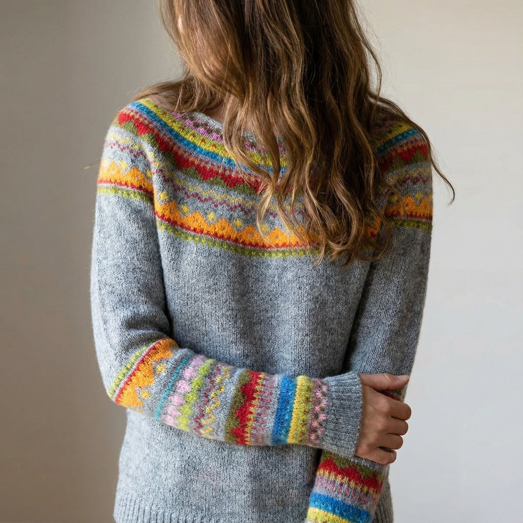 Damski sweter retro z dzianiny, nowoczesny komfort, styl vintage