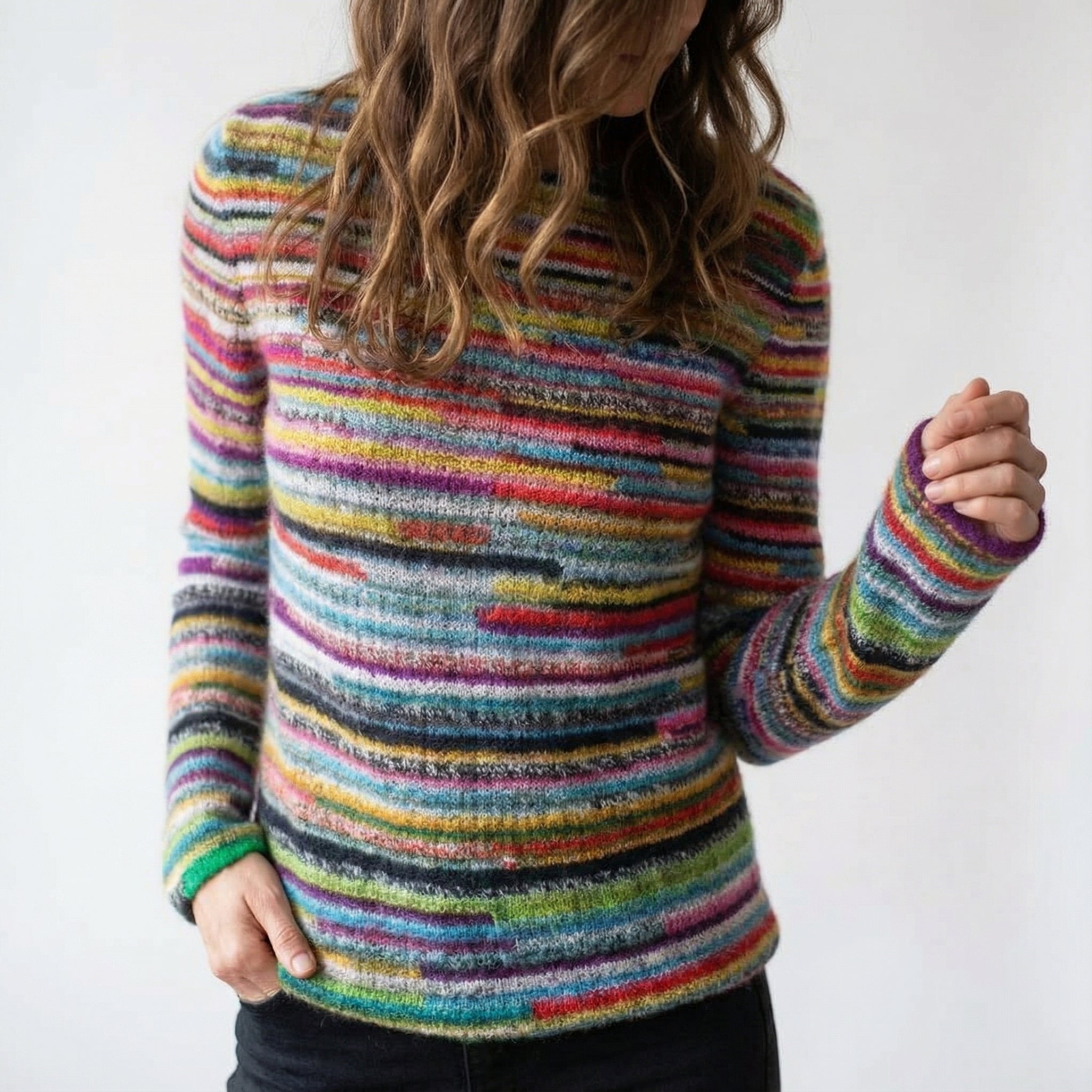Damski sweter retro z dzianiny na jesień, wygodny
