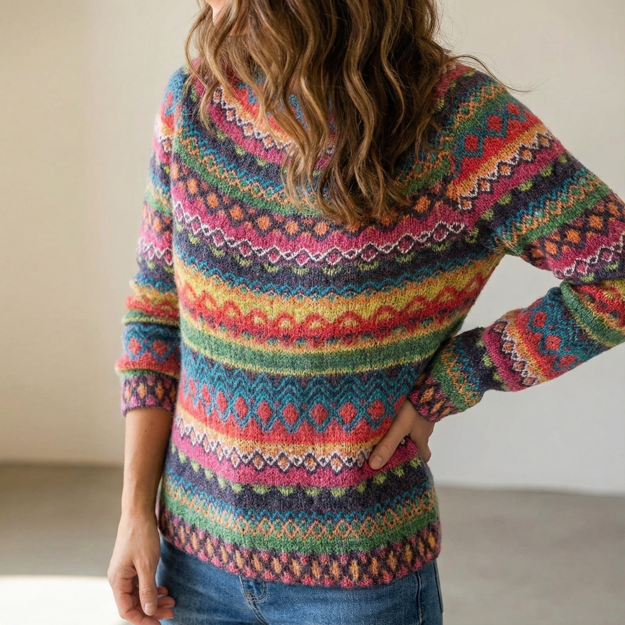 Damski sweter retro i wygodny nowoczesny komfort