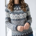 Damski sweter retro wielokolorowy w stylu skandynawskim, moda damska