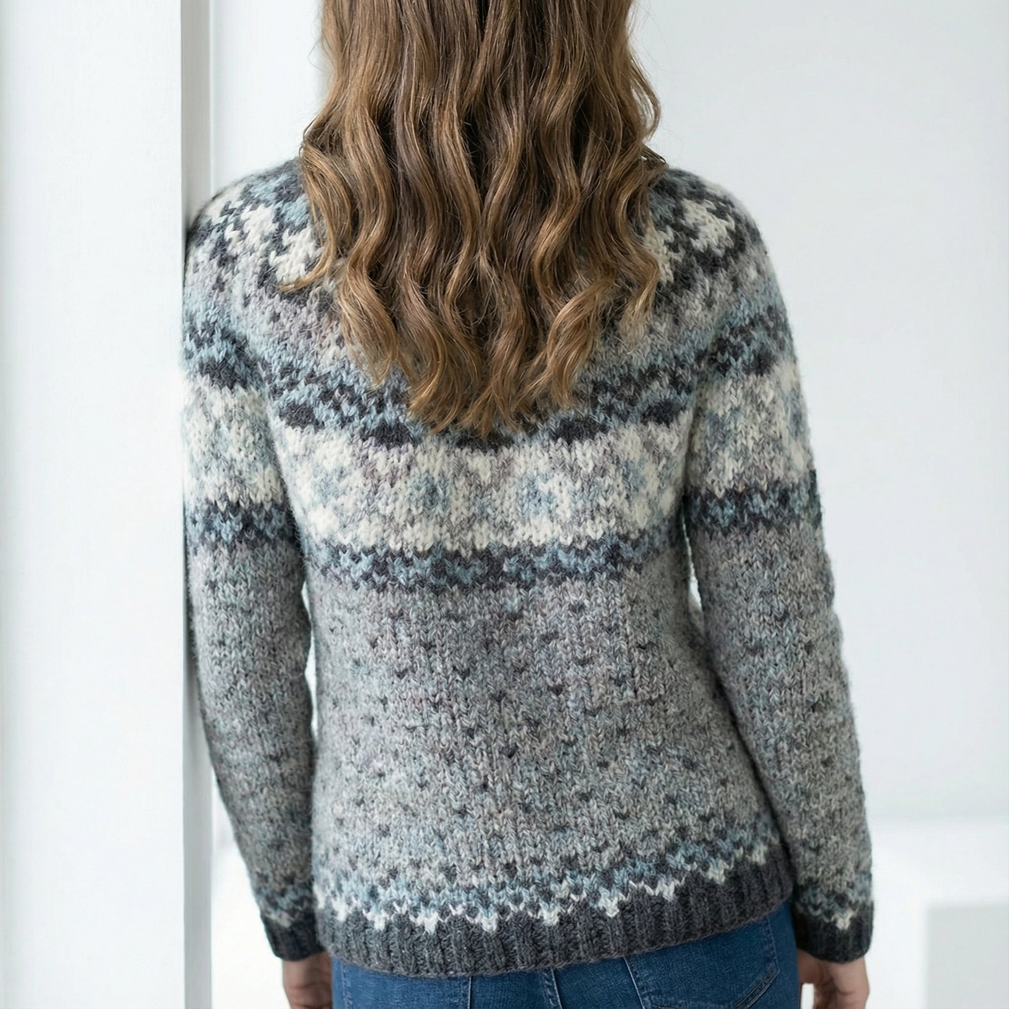 Damski sweter retro wielokolorowy w stylu skandynawskim, moda damska