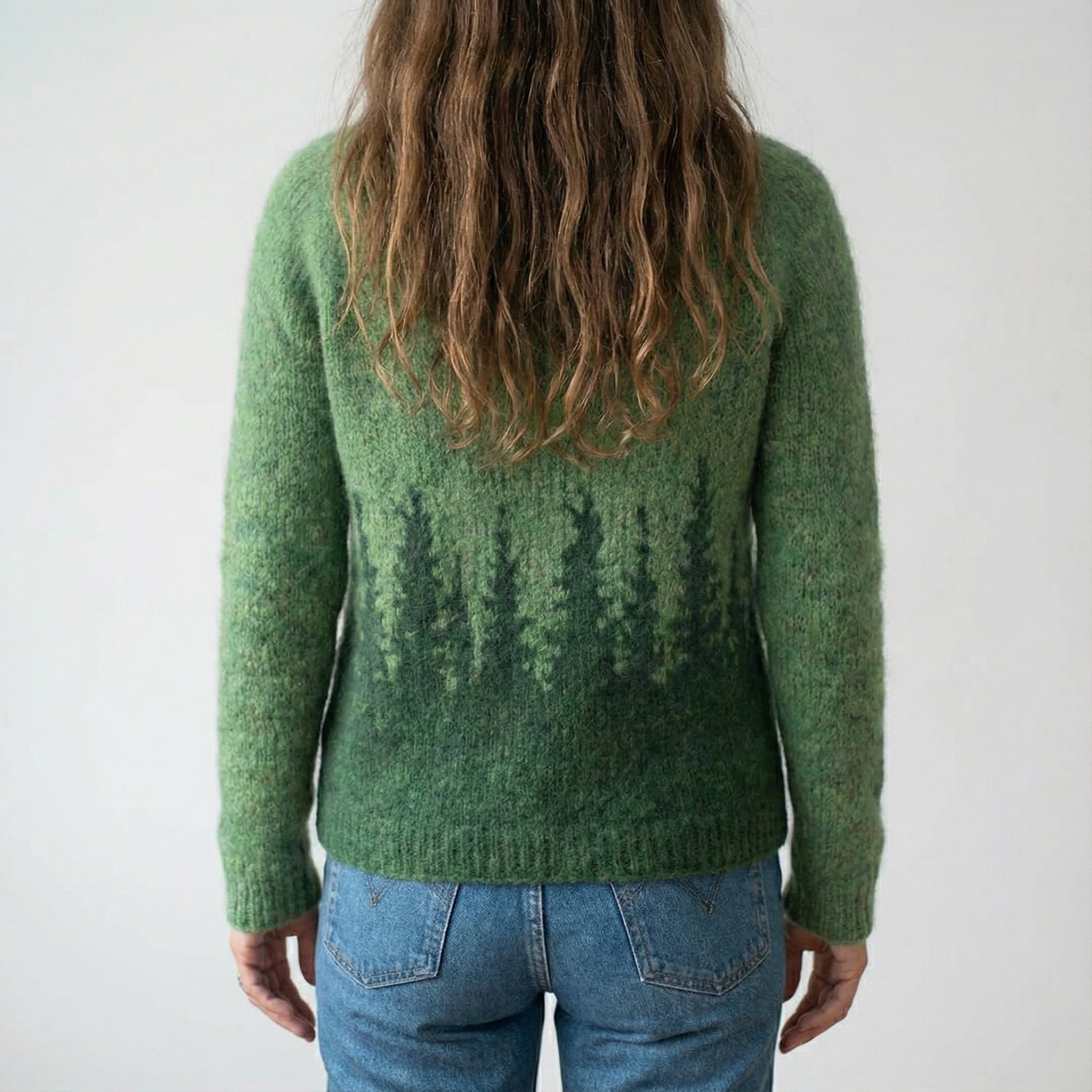 Damski sweter retro wielokolorowy w stylu skandynawskim