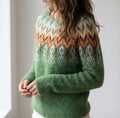 Damski sweter retro wielokolorowy świąteczny z wełny