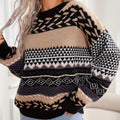 Damski sweter retro z dzianiny, kolekcja jesienna, design z kontrastem