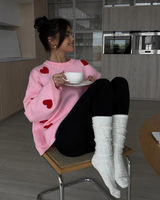 Pull Femme Surdimensionné Imprimé Cœur 6
