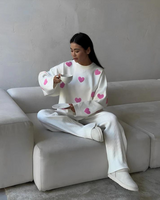 Pull Femme Surdimensionné Imprimé Cœur 8