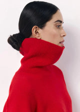Pull Femme Surdimensionné Rouge à Col Roulé 6