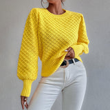 Pull Femme Texturé à Col Rond Chic 1