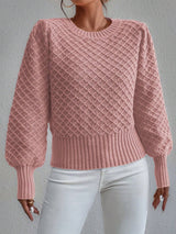 Pull Femme Texturé à Col Rond Chic 2