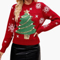 Damski sweter z wzorem choinki akrylowy