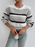 Sweter damski w paski, casual, jesień-zima, dzianina