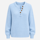 Langer Damenpullover aus weichem Strick mit Knöpfen – Lässige Eleganz