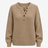 Langer Damenpullover aus weichem Strick mit Knöpfen – Lässige Eleganz