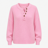 Langer Damenpullover aus weichem Strick mit Knöpfen – Lässige Eleganz