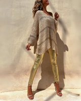 Pull Over Femme Colorblock Élégant à Rayures 1