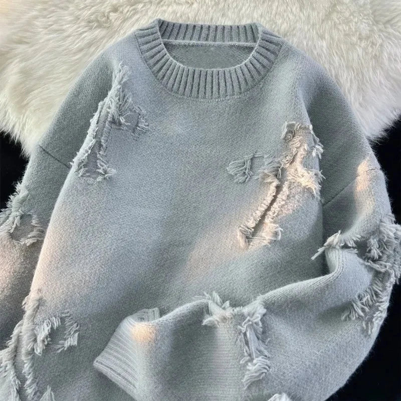Pull Vintage Homme Ample avec Franges 1