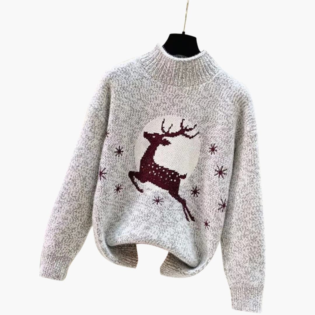 Pull de Noël Femme Col Montant Renne 1