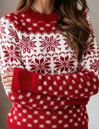 Festlicher Weihnachtspullover für Damen mit Rundhalsausschnitt, Strick