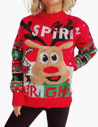Pull de Noël Femme Festif avec Motif Renne Multicolor