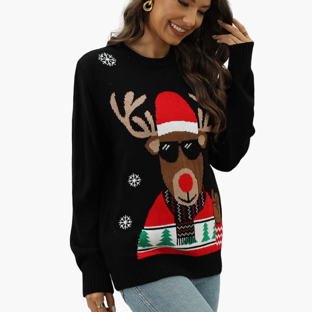 Pull de Noël Femme à Motif Renne 0