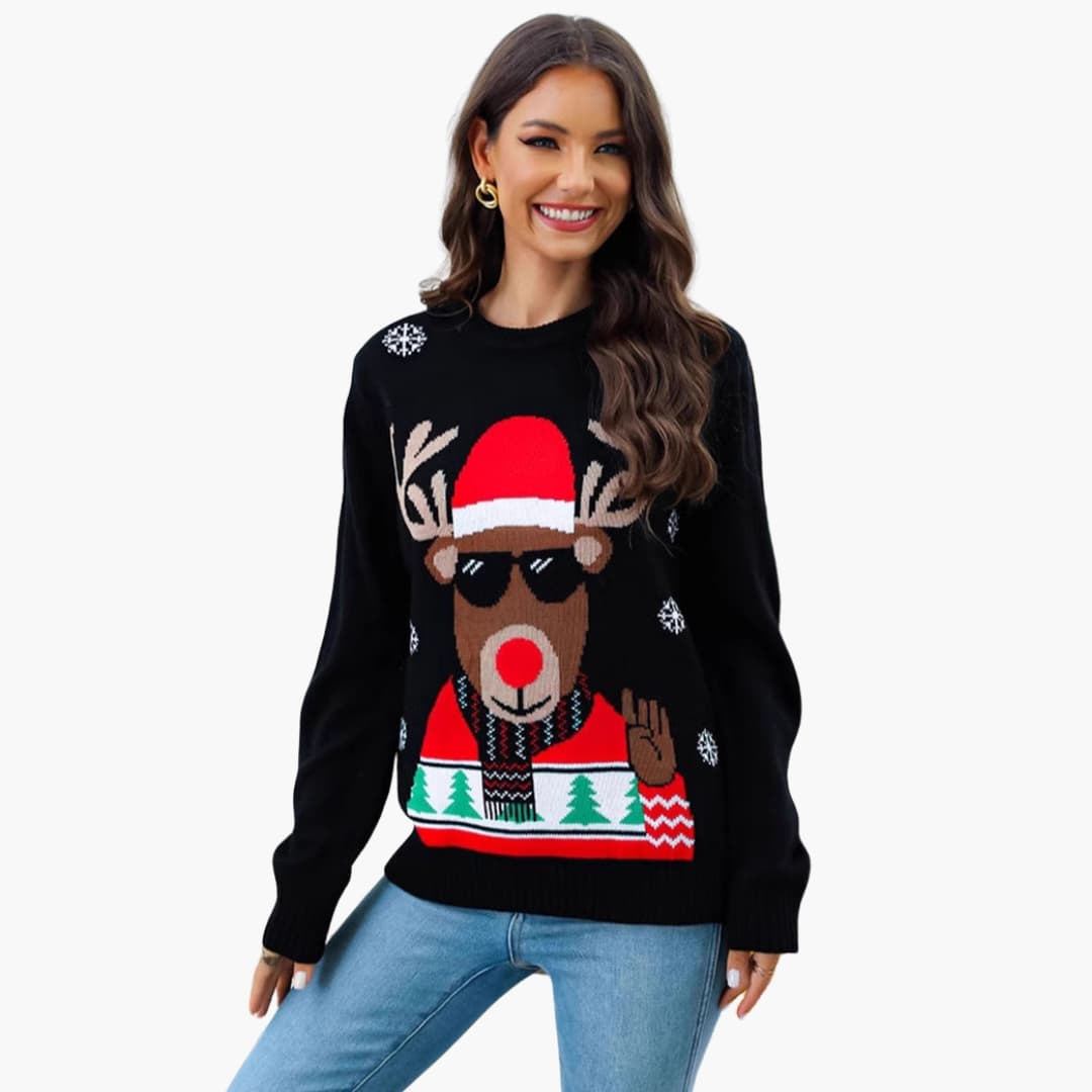 Pull de Noël Femme à Motif Renne 1