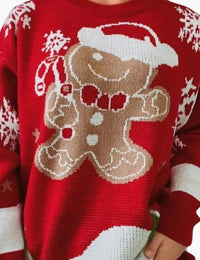 Weihnachtspullover für Damen mit mehrfarbigem Wintermuster Strick
