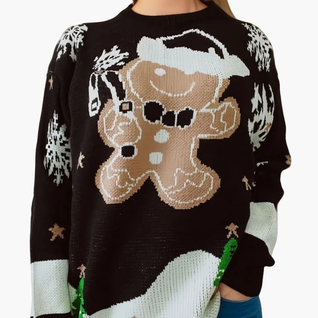 Pull de Noël Femme avec Motif Hivernal 1