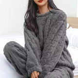 Pyjama Chaud Femme Polaire Hiver Élégant 3