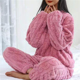 Pyjama Chaud Femme Polaire Hiver Élégant 5
