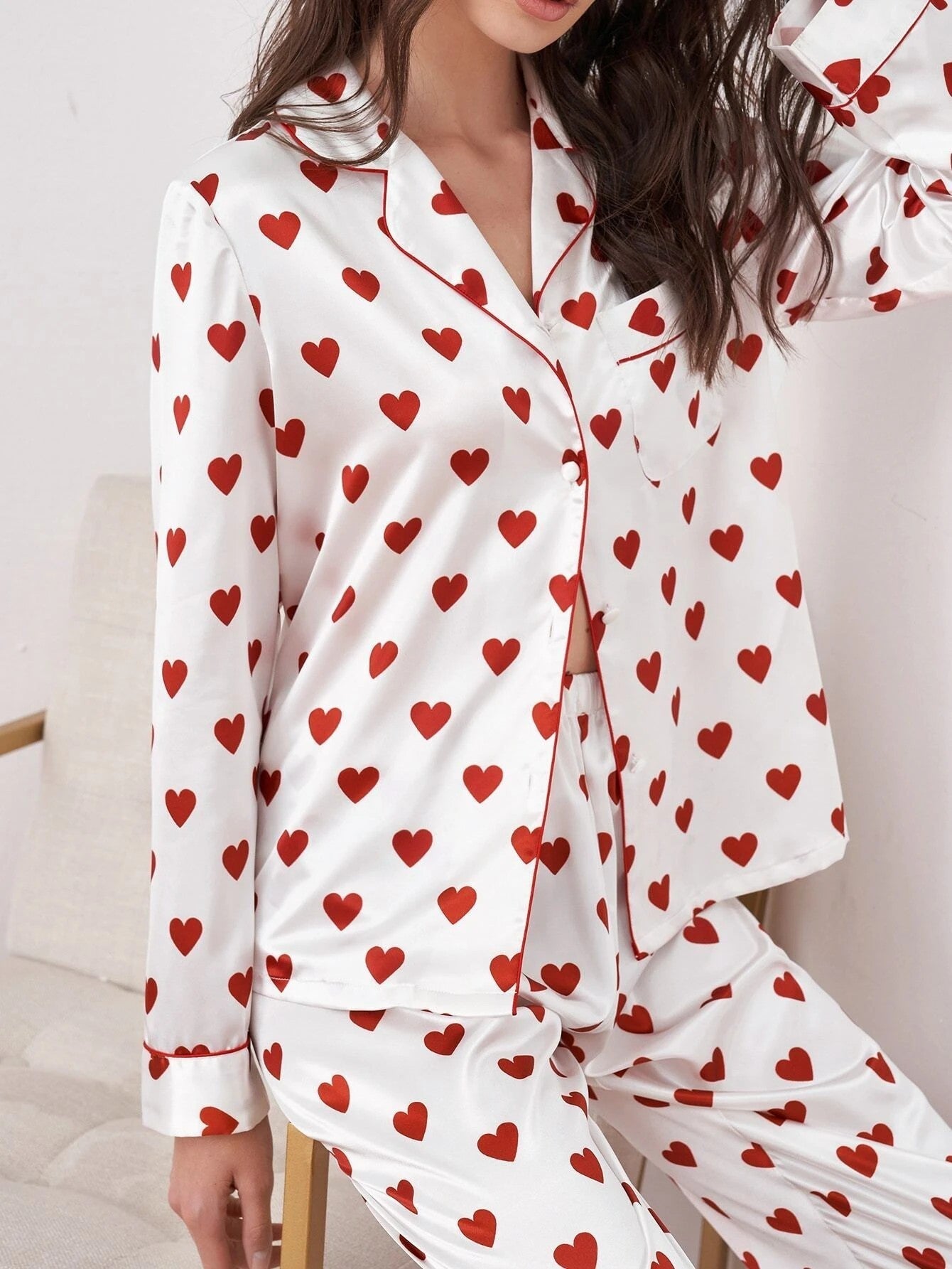 Pyjama Femme Confortable Imprimé Cœur 0
