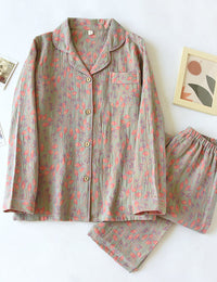 Pyjama Femme 2 Pièces Floral Confortable Coton Doux