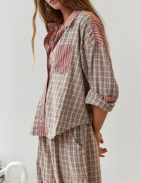Damen Pyjama Vintage Warm Winter Komfort Zuhause