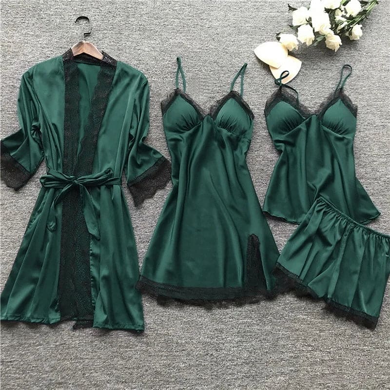 Pyjama Satin Femme Élégant Deux Pièces 1