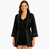 Pyjama Satin Femme Élégant Trois Pièces 1
