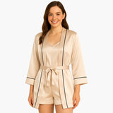Pyjama Satin Femme Élégant Trois Pièces 2