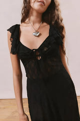 Robe Femme Midi Asymétrique en Dentelle 0