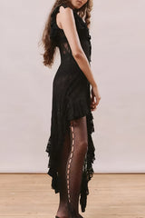 Robe Femme Midi Asymétrique en Dentelle 1