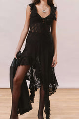 Robe Femme Midi Asymétrique en Dentelle 2