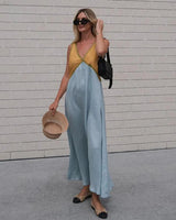 Robe Femme Midi Colorblock Élégante 12