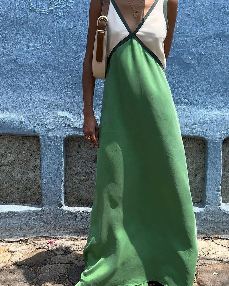 Robe Femme Midi Colorblock Élégante 2