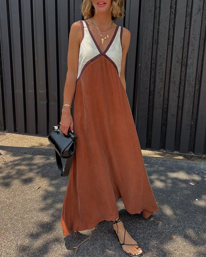 Robe Femme Midi Colorblock Élégante 4