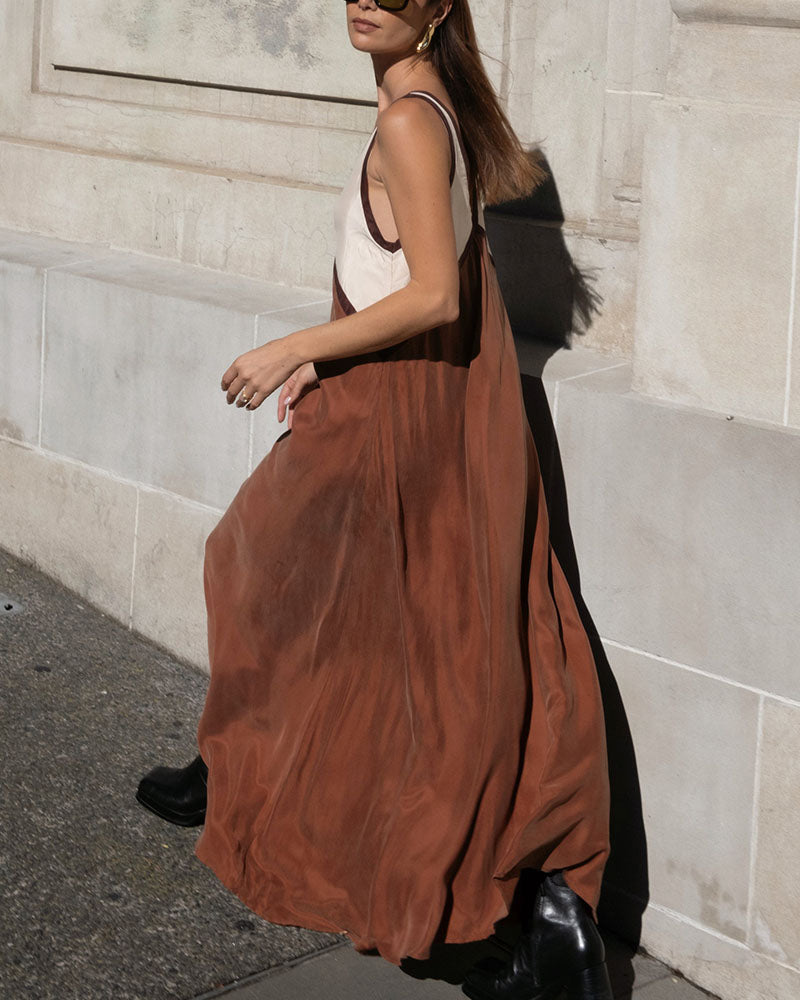 Robe Femme Midi Colorblock Élégante 5