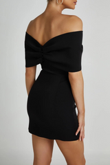 dresses : Cordeilla | Robe Femme Mini Noire Off-Shoulder Élégante in van Seroa