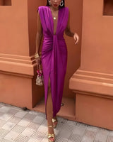 Delaney | Robe Longue Élégante à Pliages Doux Femme