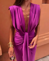 Delaney | Robe Longue Élégante à Pliages Doux Femme