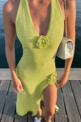 Robes : Leontina | Robe Longue Femme Décolleté en V Été in van Seroa